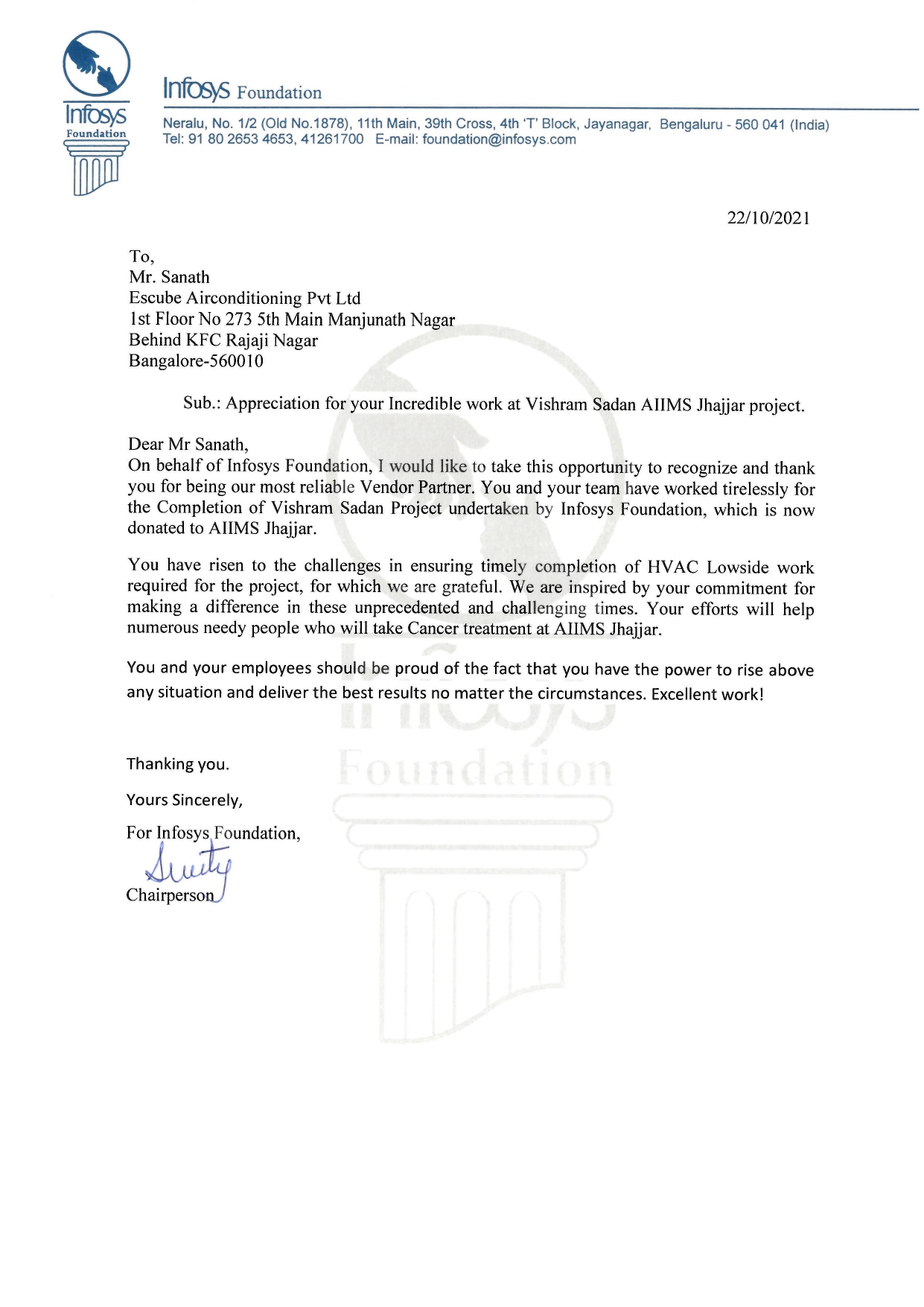 Appreciation Letter 5